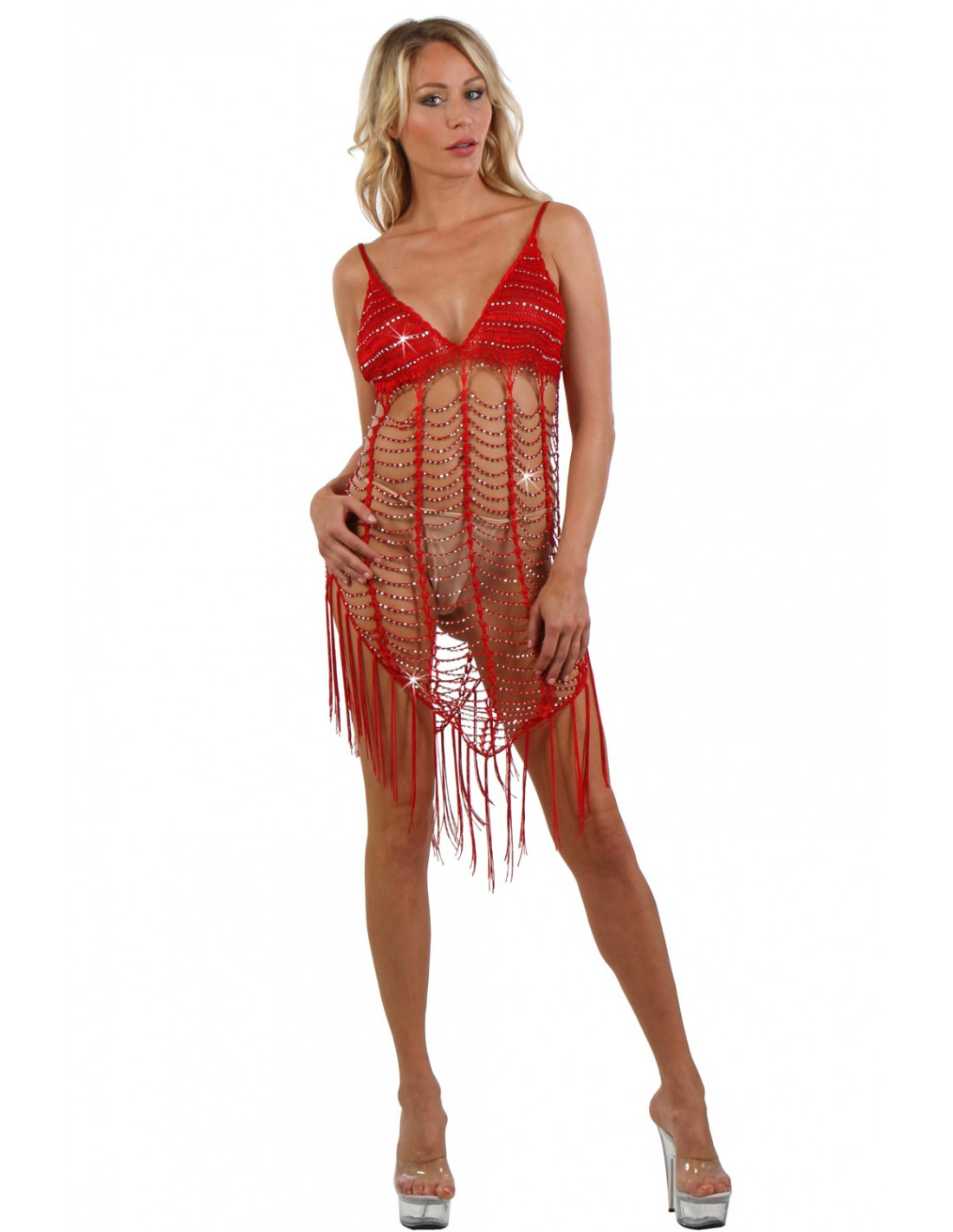 Nuisette Crochet et Strass rouge