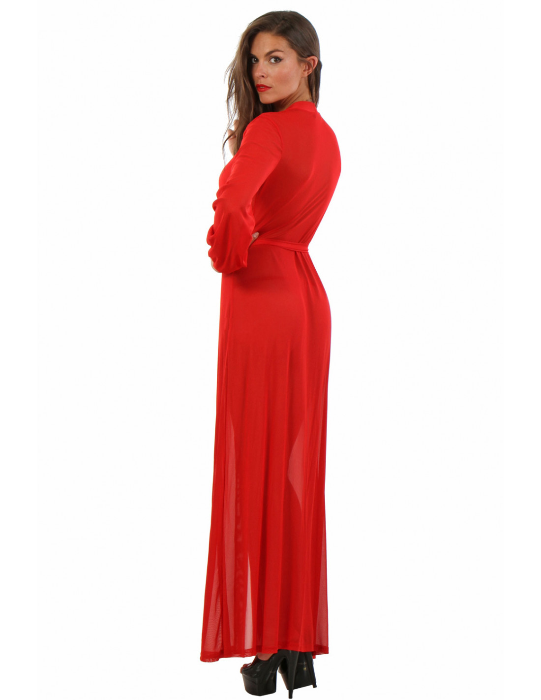 Déshabillé long Séduction rouge