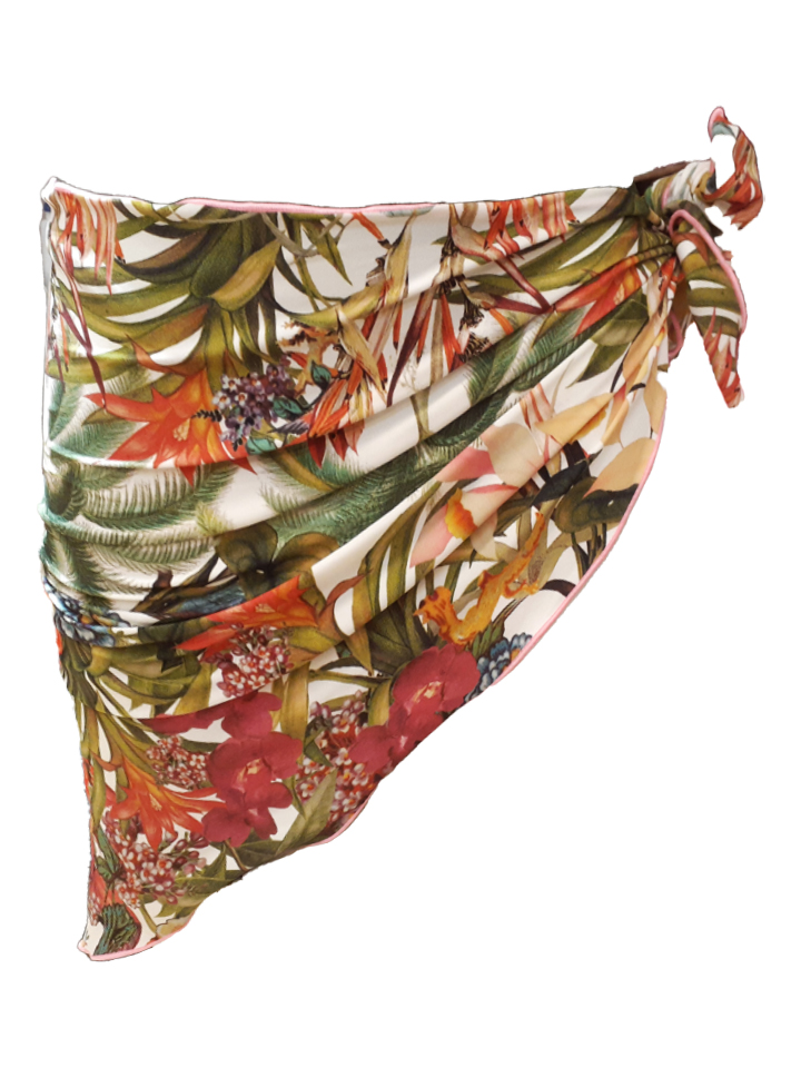 Paréo Triangle Kaki Floral