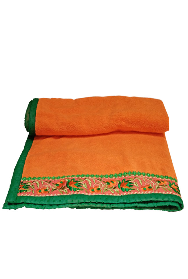Serviette Beachwear orange et vert